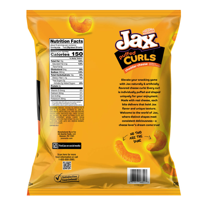 Jax Puffed Curls, Cheddar Cheese – Utz Quality Foods