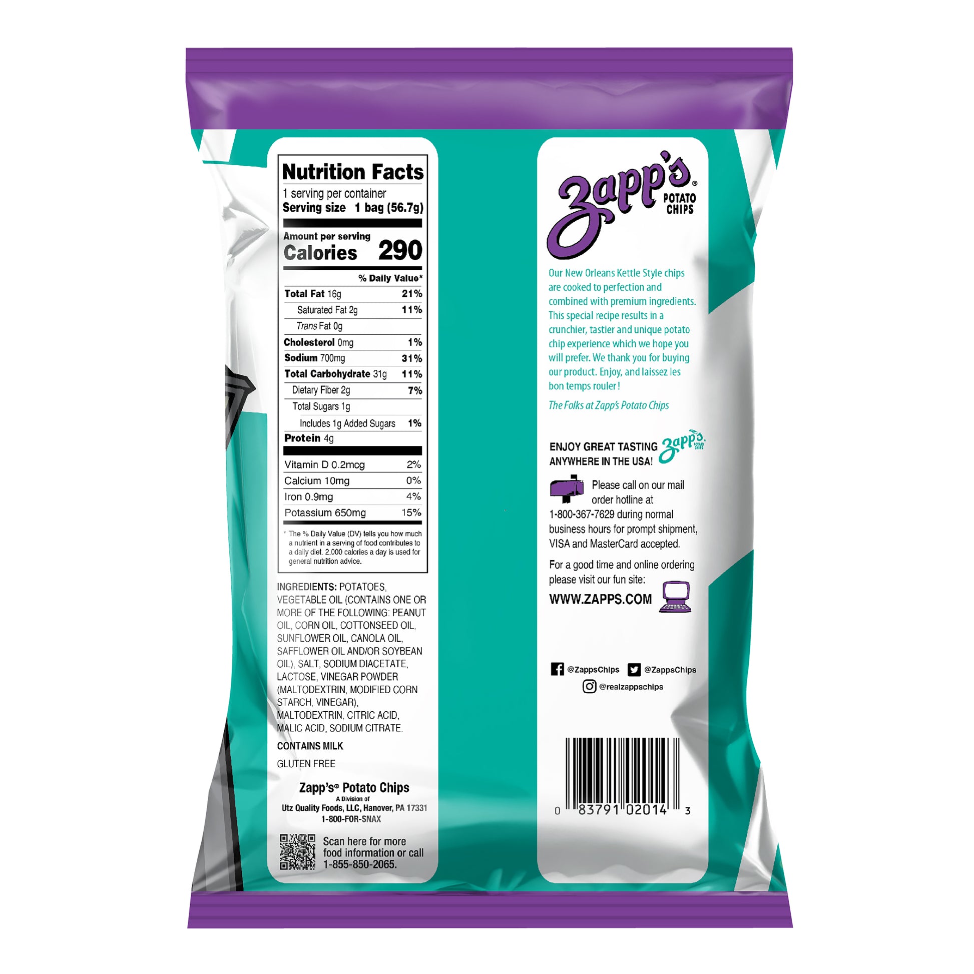 Back view of a Zappos product packaging with nutritional information and branding.