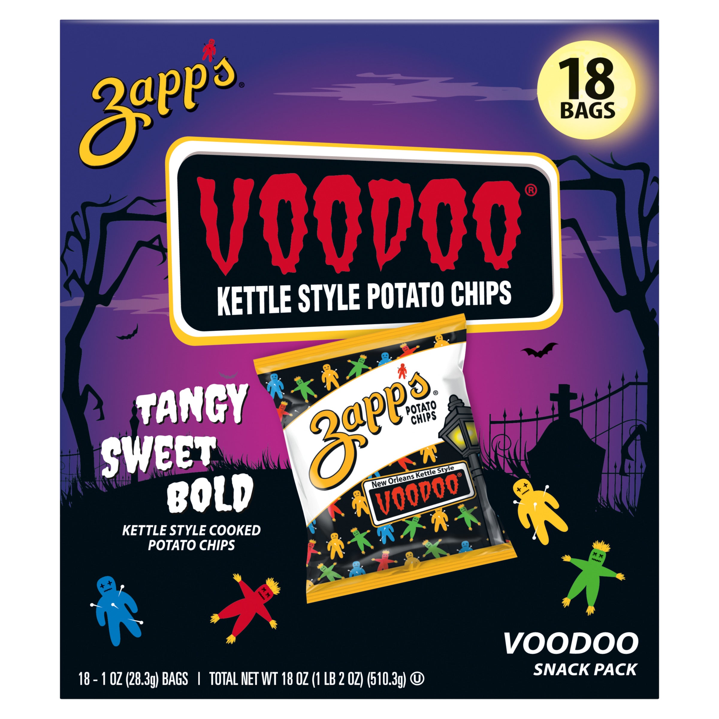 Zapp’s Voodoo Kettle Style Potato Chips Halloween 18ct (1 oz Bags)