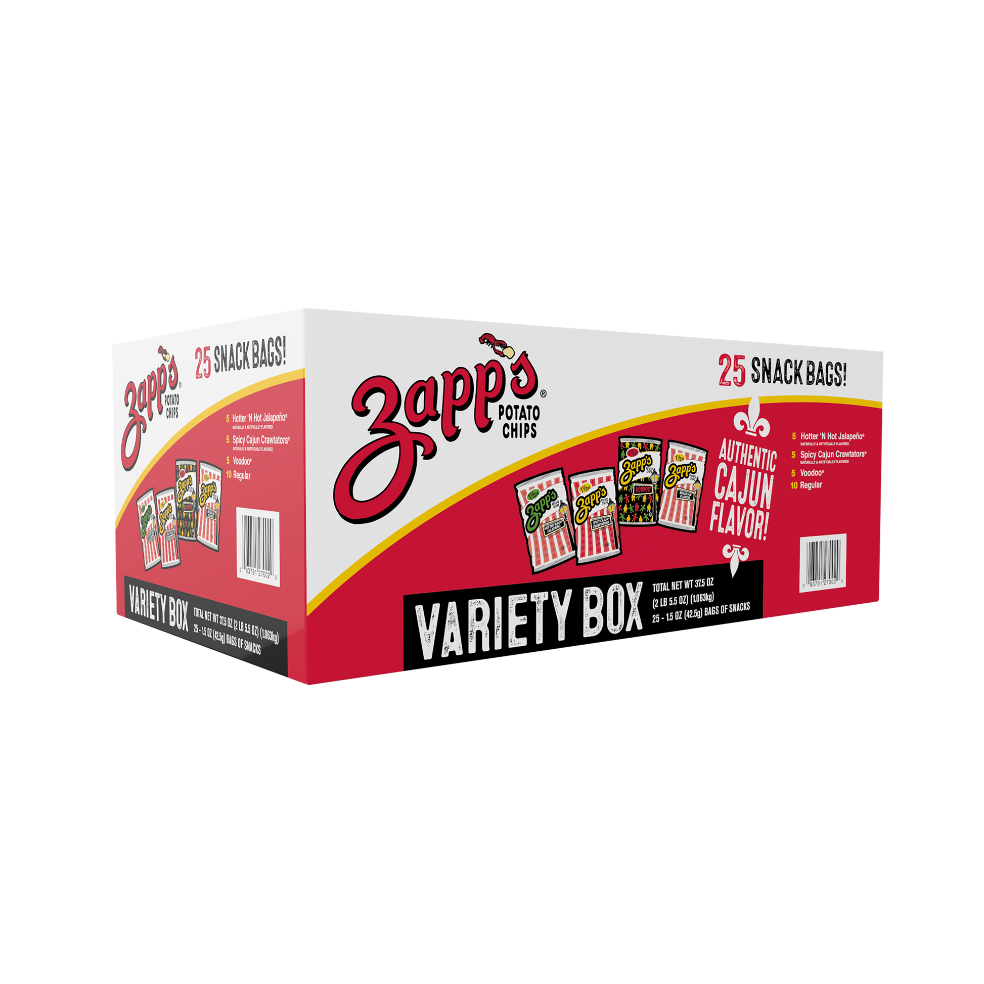 Zapp’s Potato Chips Variety Box 25 snack bags front