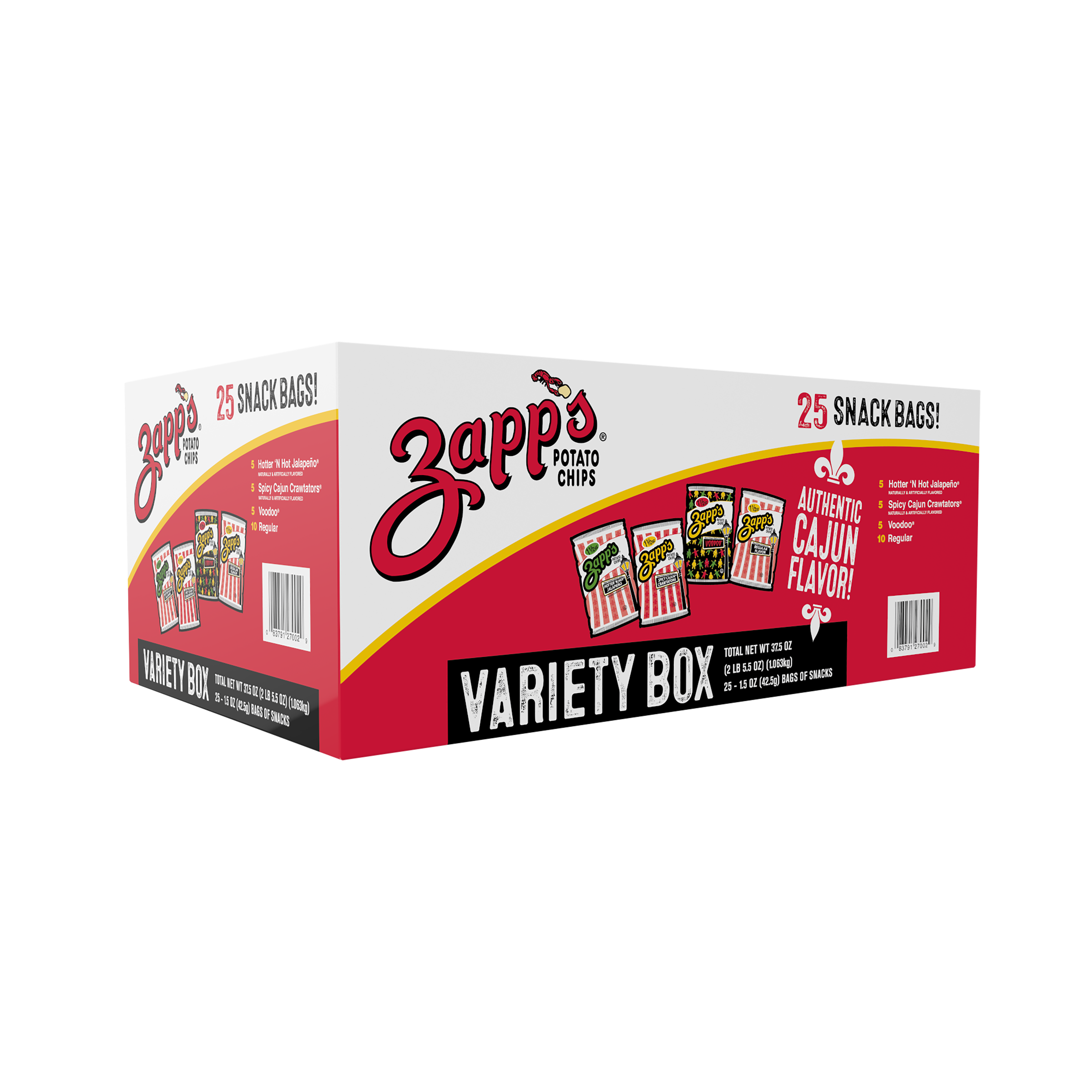 Zapp’s Potato Chips Variety Box 25 snack bags front