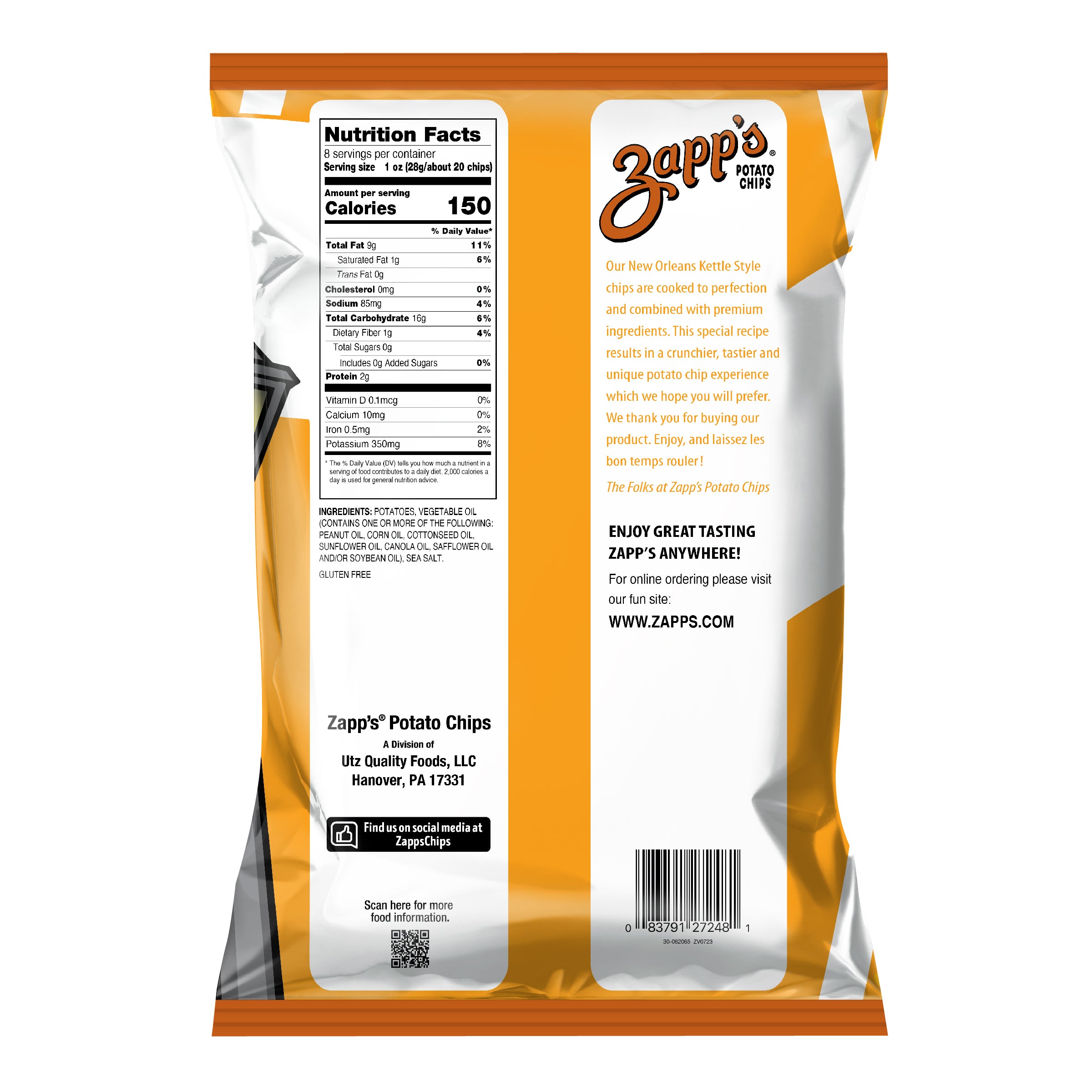 papas Zapp's Kettle Potato Chips Regular – Utz Quality Foods