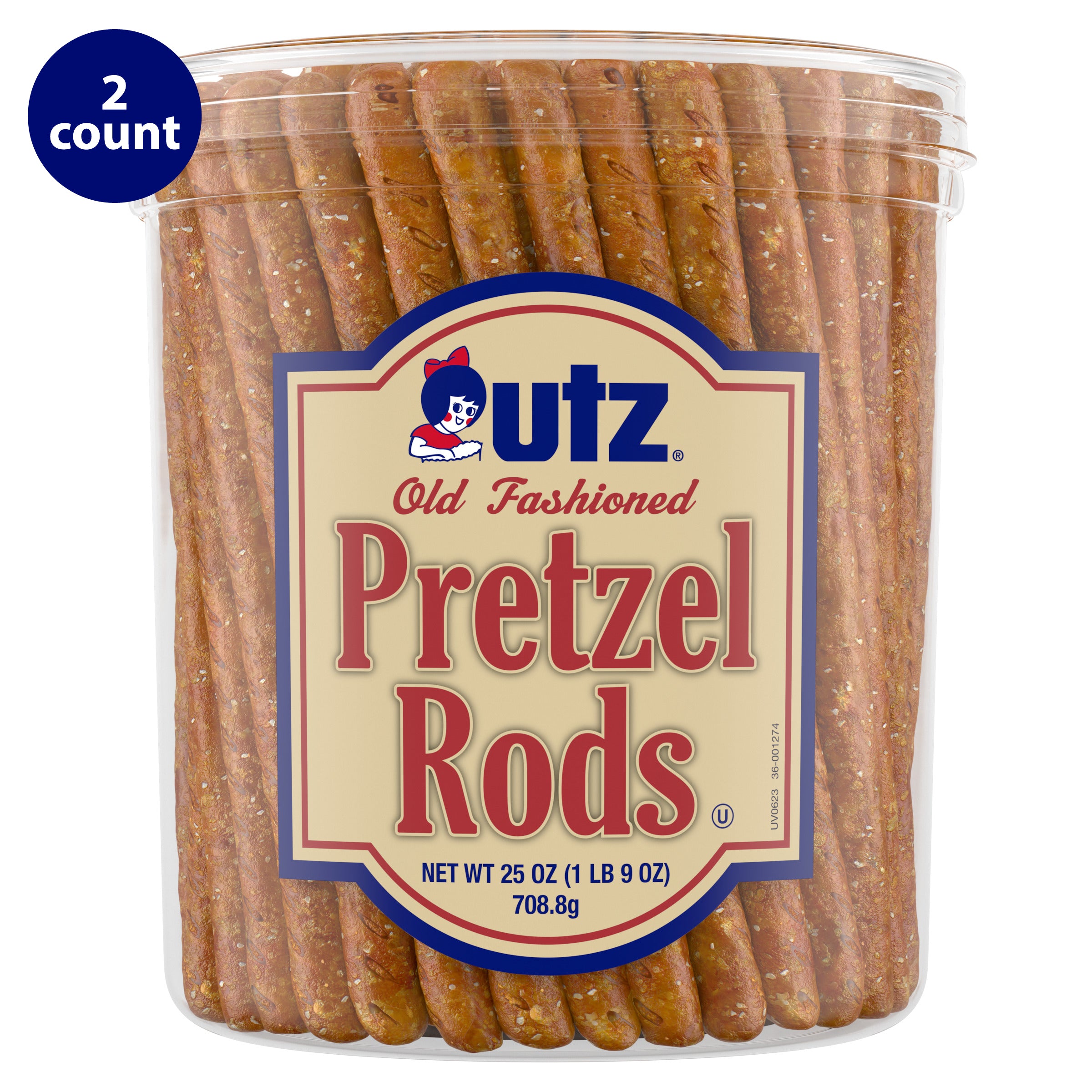 Utz Old Fashioned Pretzels Rods Barrel, Multipack, 25 oz, 2 Count