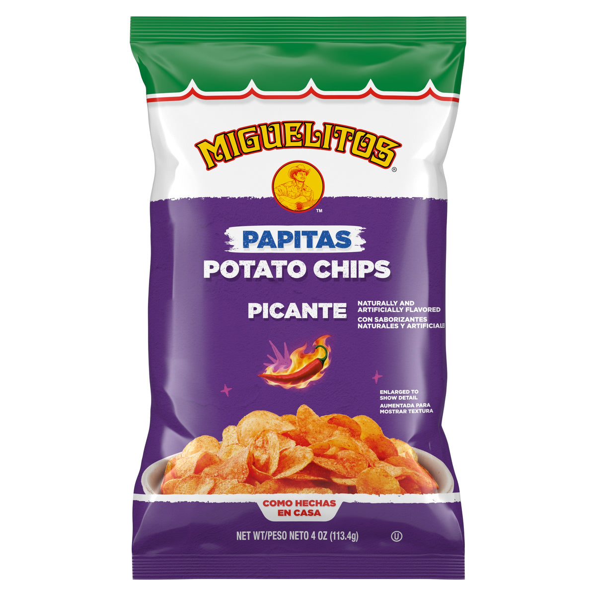 Miguelitos Picante Potato Chips, front of bag