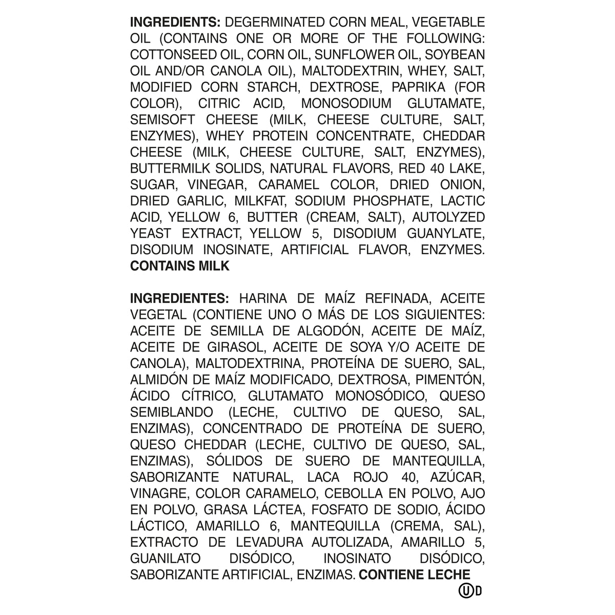 Miguelitos Picante Crunchy Curls ingredients