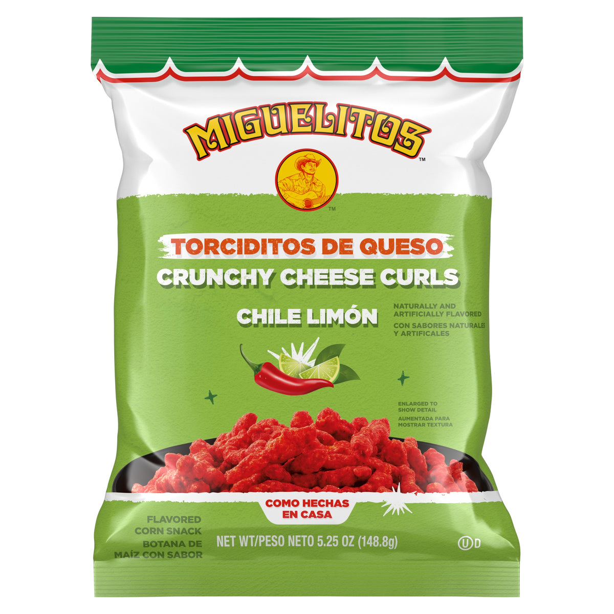 Miguelitos Chile Limón Crunchy Curls, front of bag