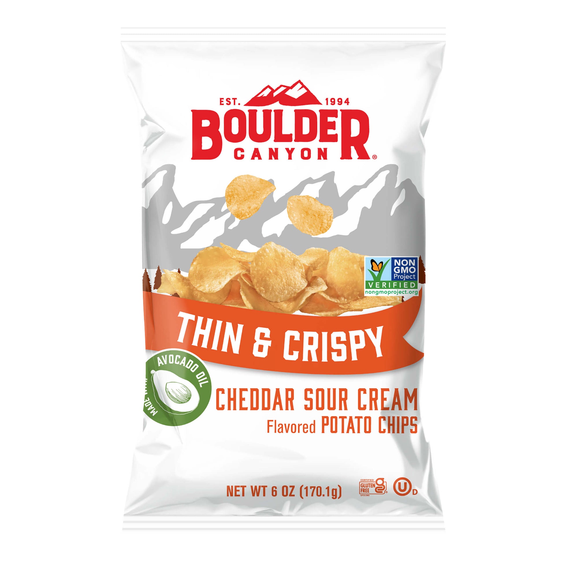 Boulder Canyon Potato Chips Thin Crispy Avocado Oil Cheddar Sour