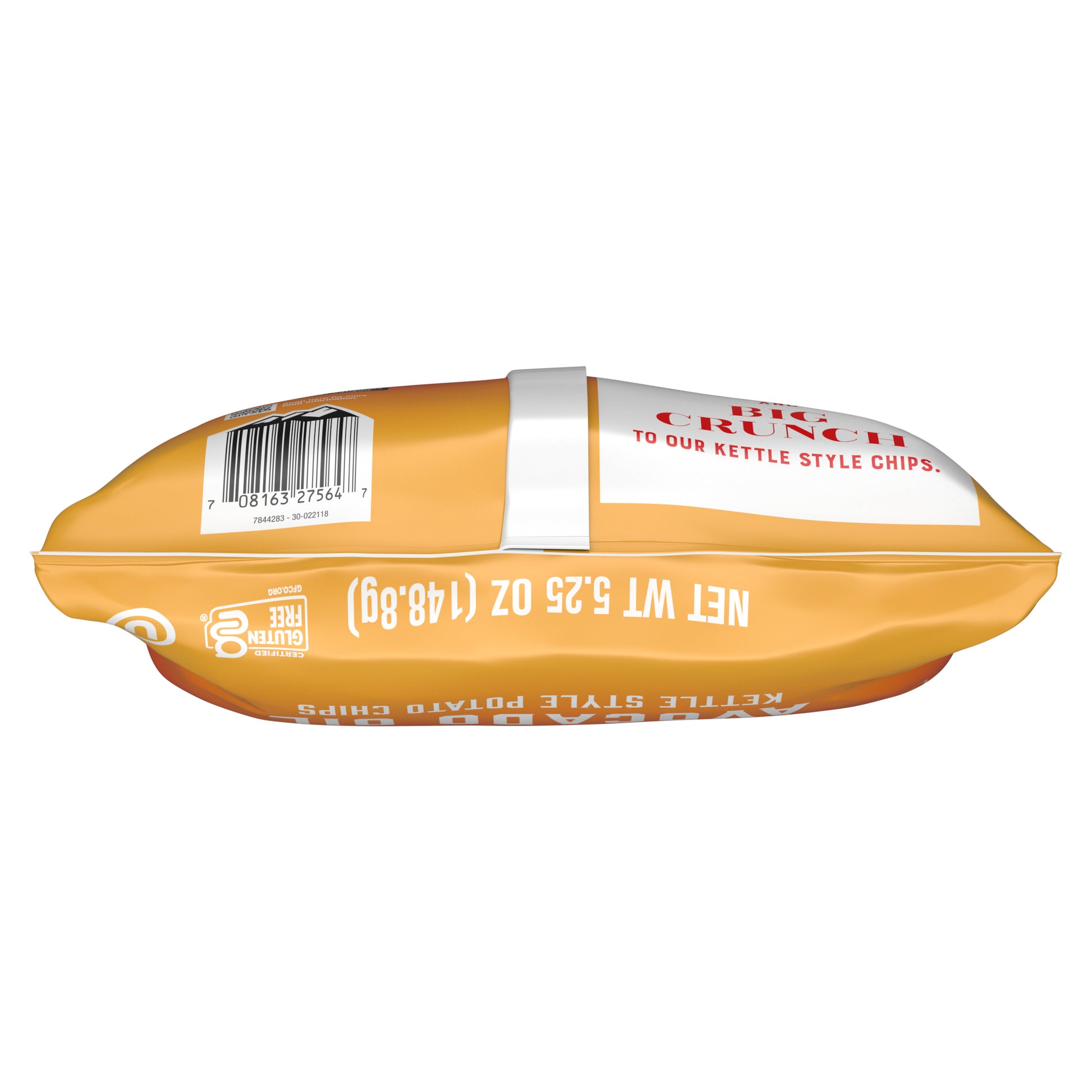 Packaged potato with a label on a white background