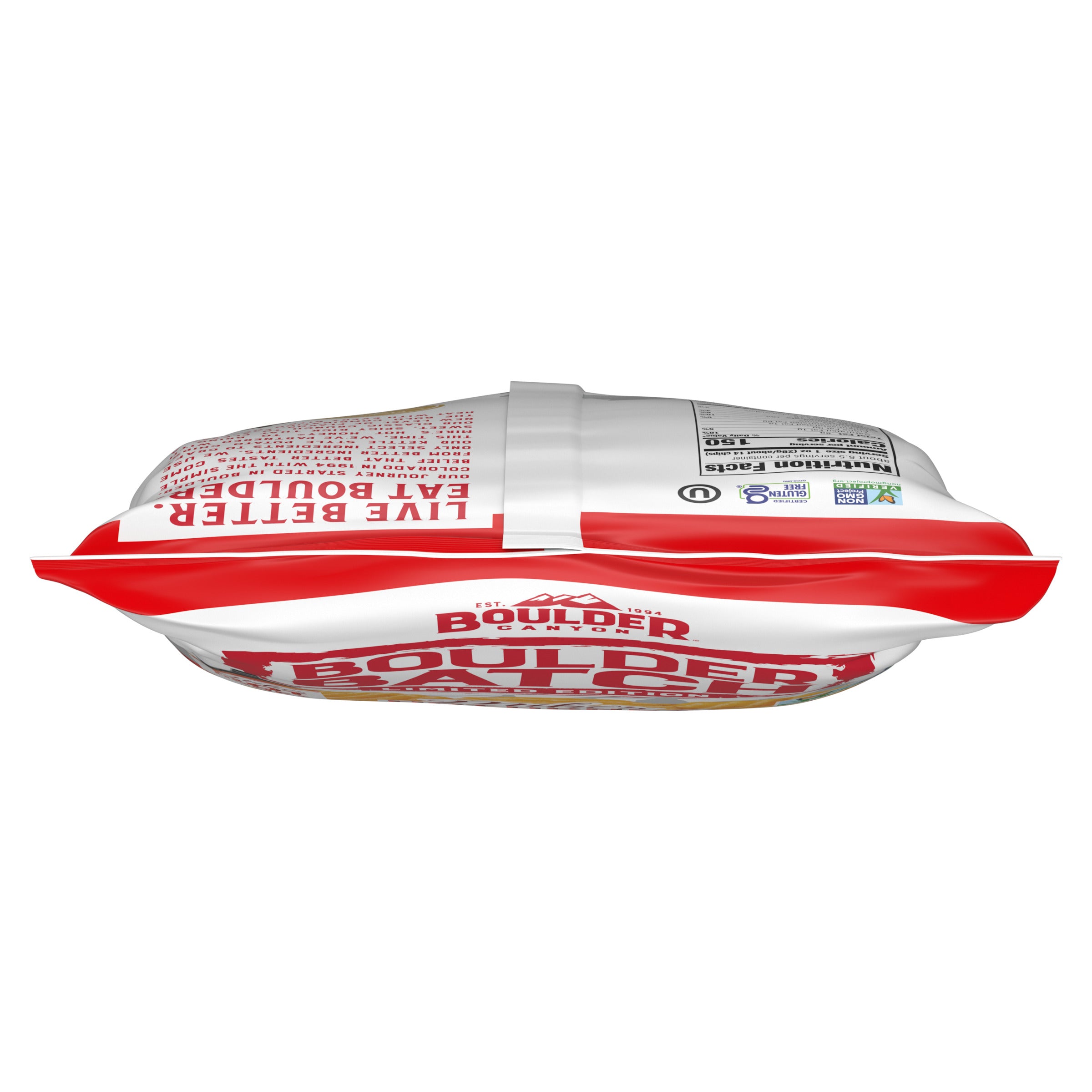 Boulder Bites protein bar packaging on a white background