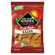 On The Border Cafe Style Salsa tortilla chips packaging on a white background