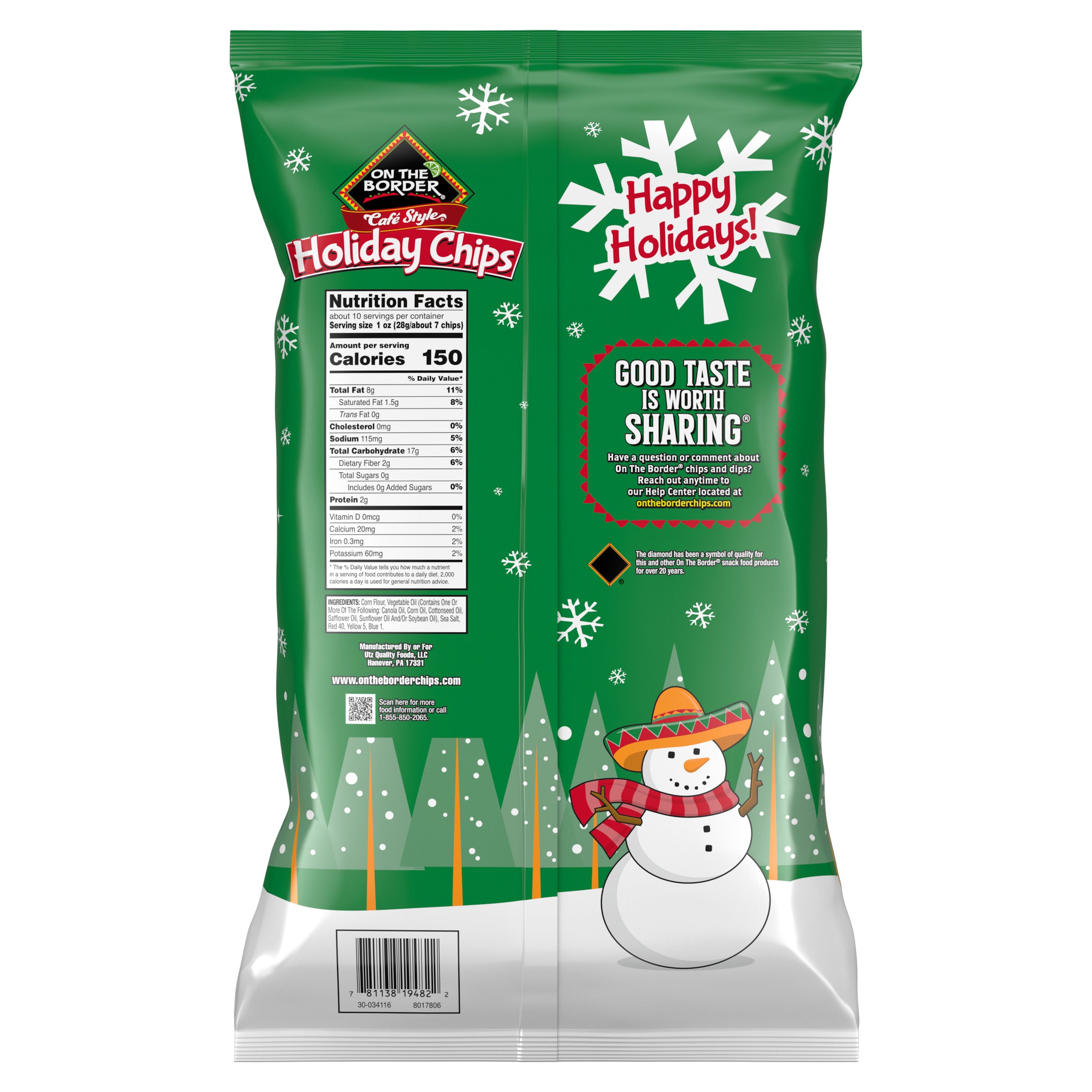 On The Border® Café Style Holiday Chips – Red & Green Tortilla Chips