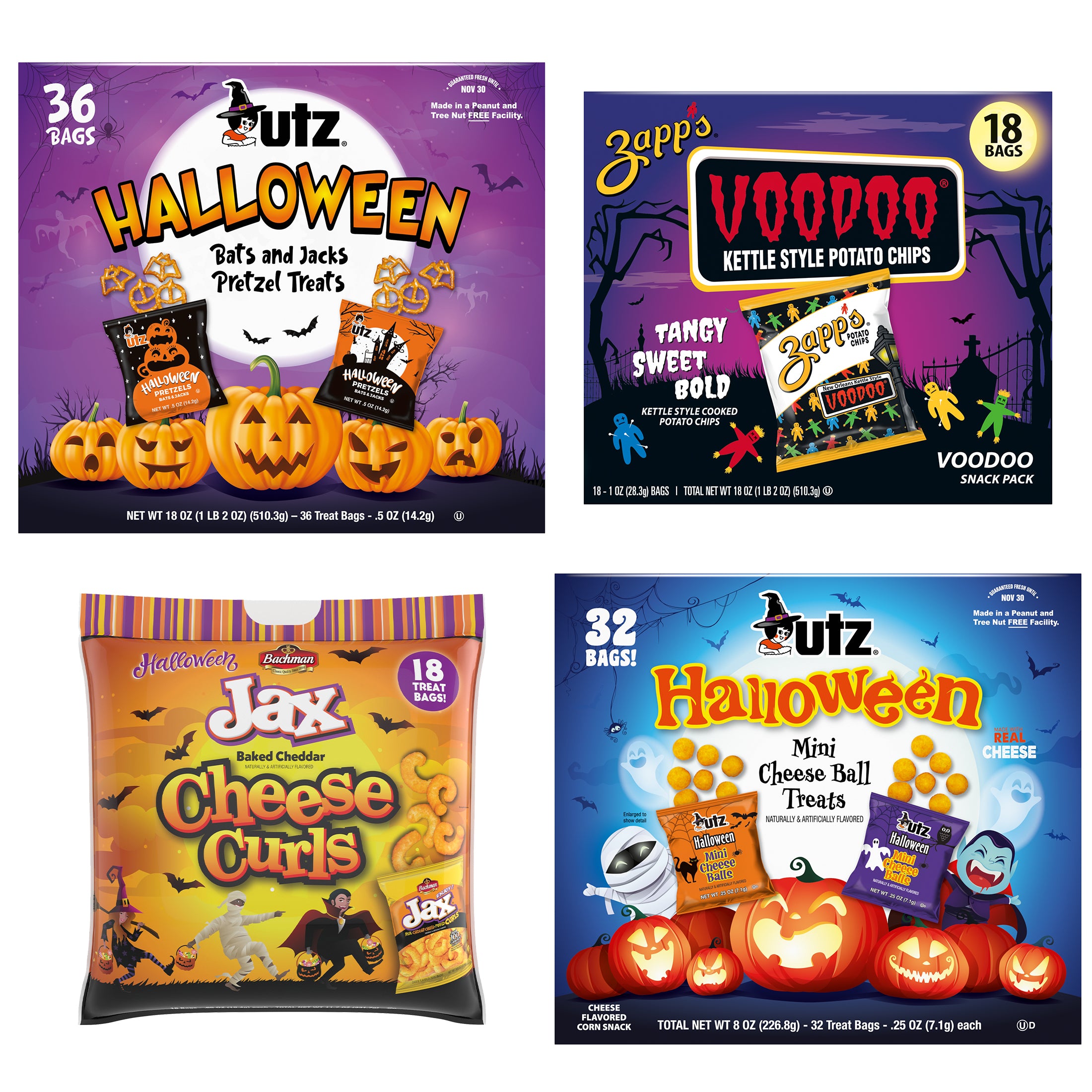 Utz Halloween Trick-or-Treat Pack – 4 Snackable Favorites for Ghouls & Goblins