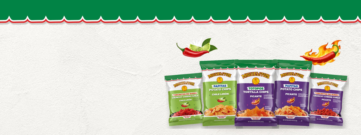 Miguelitos Papitas, Torciditos and Totopos in Chile Limón and Picante
