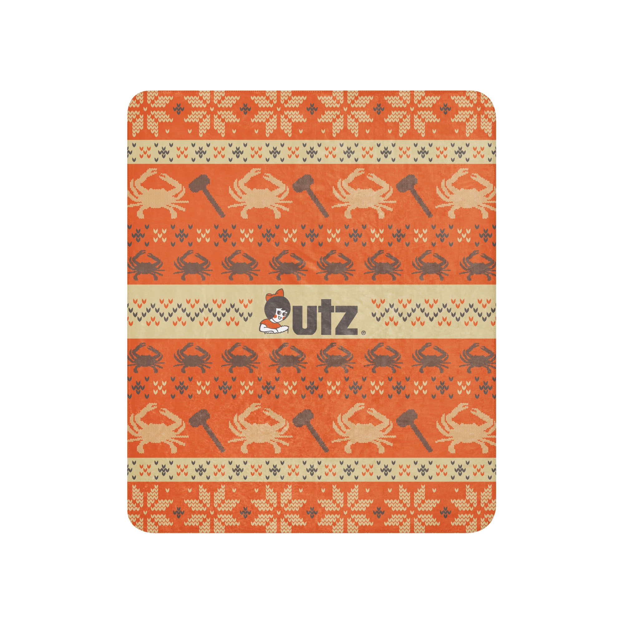 Utz Holiday Sherpa Throw Blanket - "The Crab Chip"