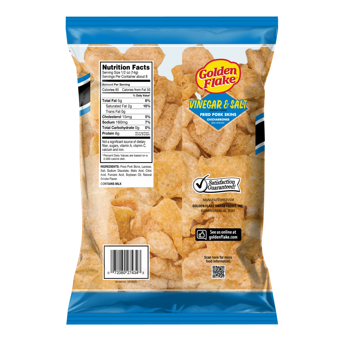 Golden Flake Pork Skins/Rinds Salt & Vinegar Utz Quality Foods