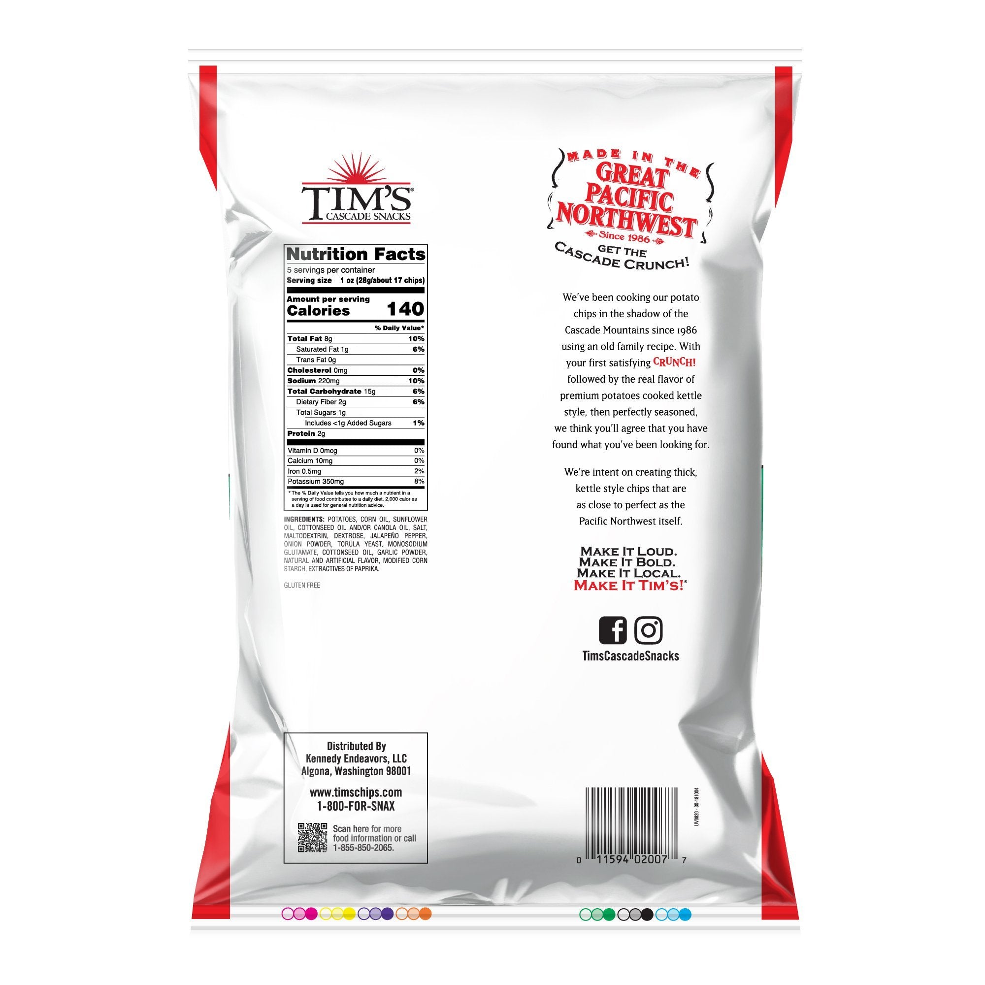 Tim's Potato Chips, Jalepeno Potato Chips Tim's Cascade Snacks 