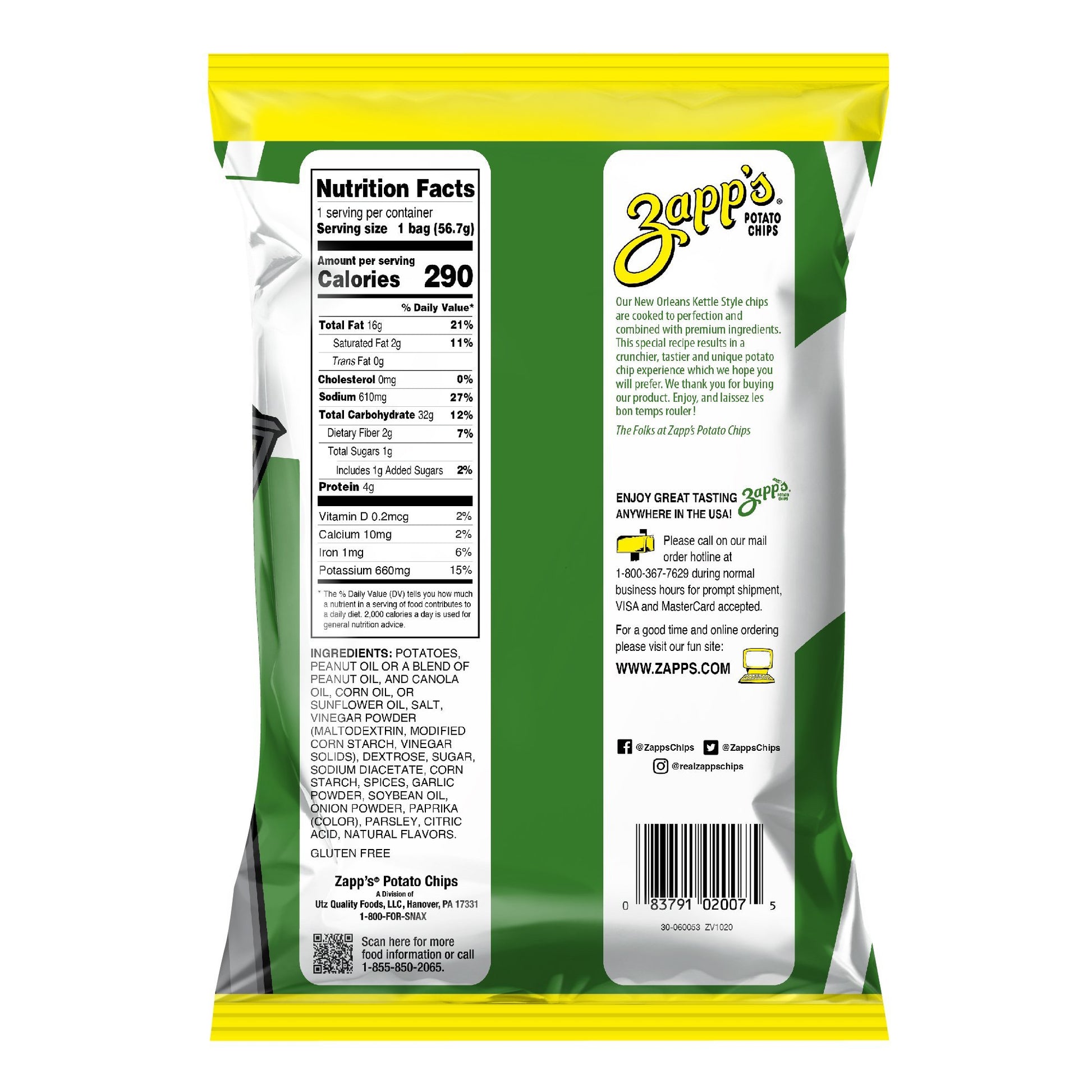 Zapp's Kettle Potato Chips, Cajun Dill Gator-tators 2 oz. Bundler_Zapps2oz. Zapp's 