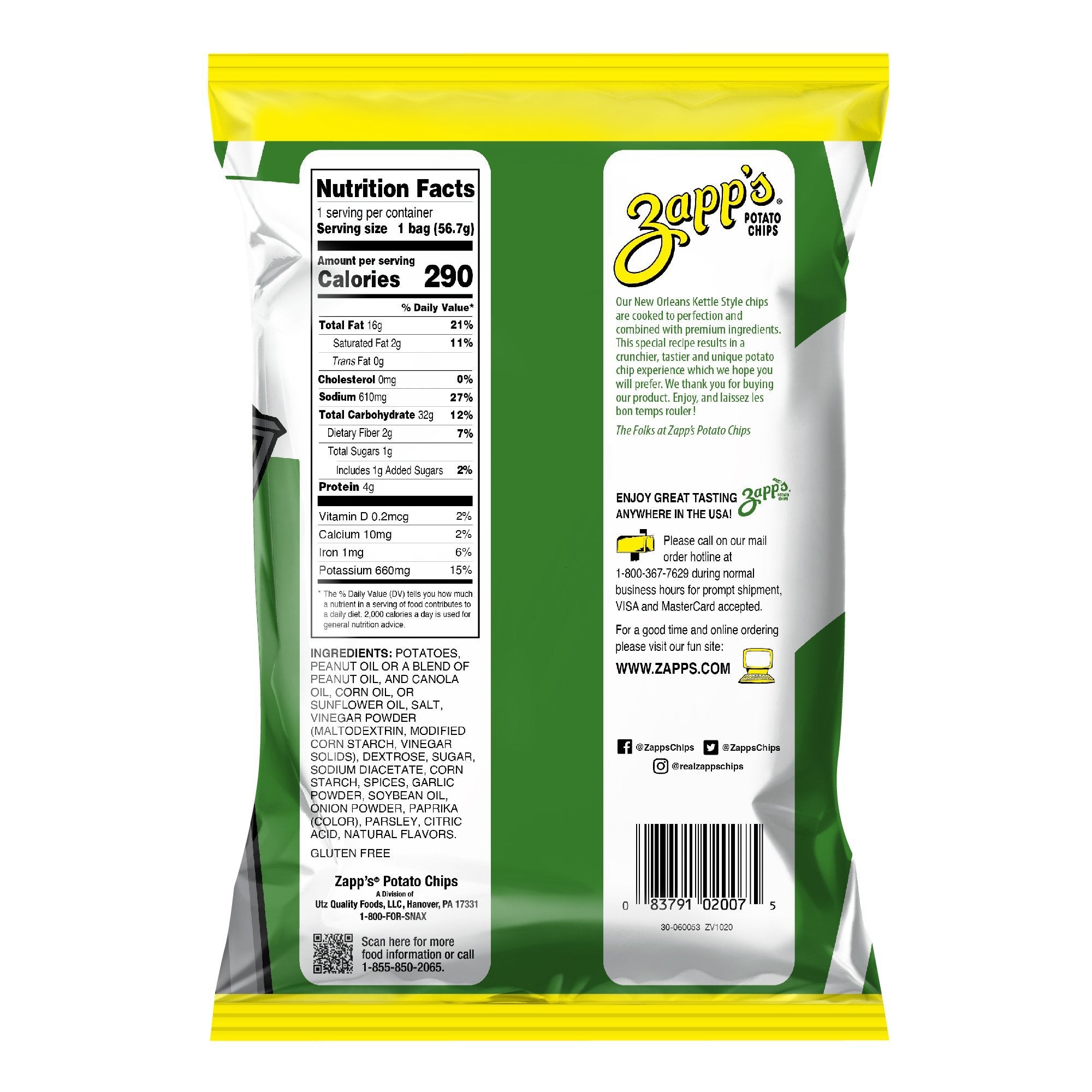 Zapp's Kettle Potato Chips, Cajun Dill Gator-tators 2 oz. Bundler_Zapps2oz. Zapp's 
