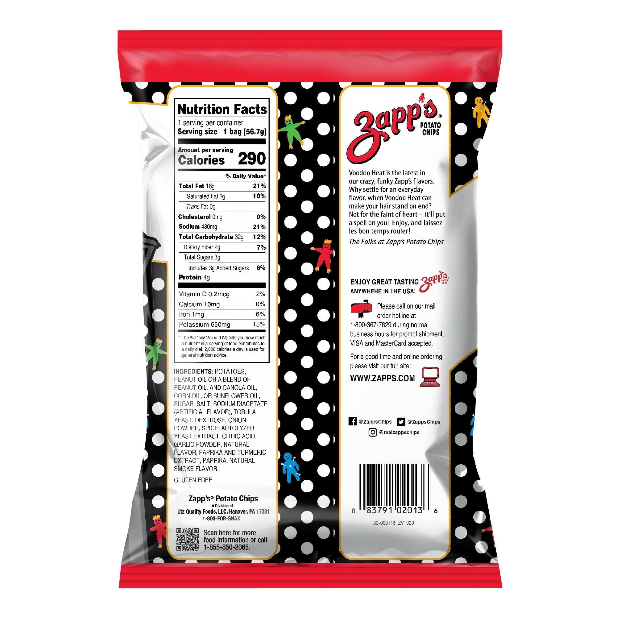 Zapp's Kettle Potato Chips, Voodoo Heat 2 oz. Bundler_Zapps2oz. Zapp's 