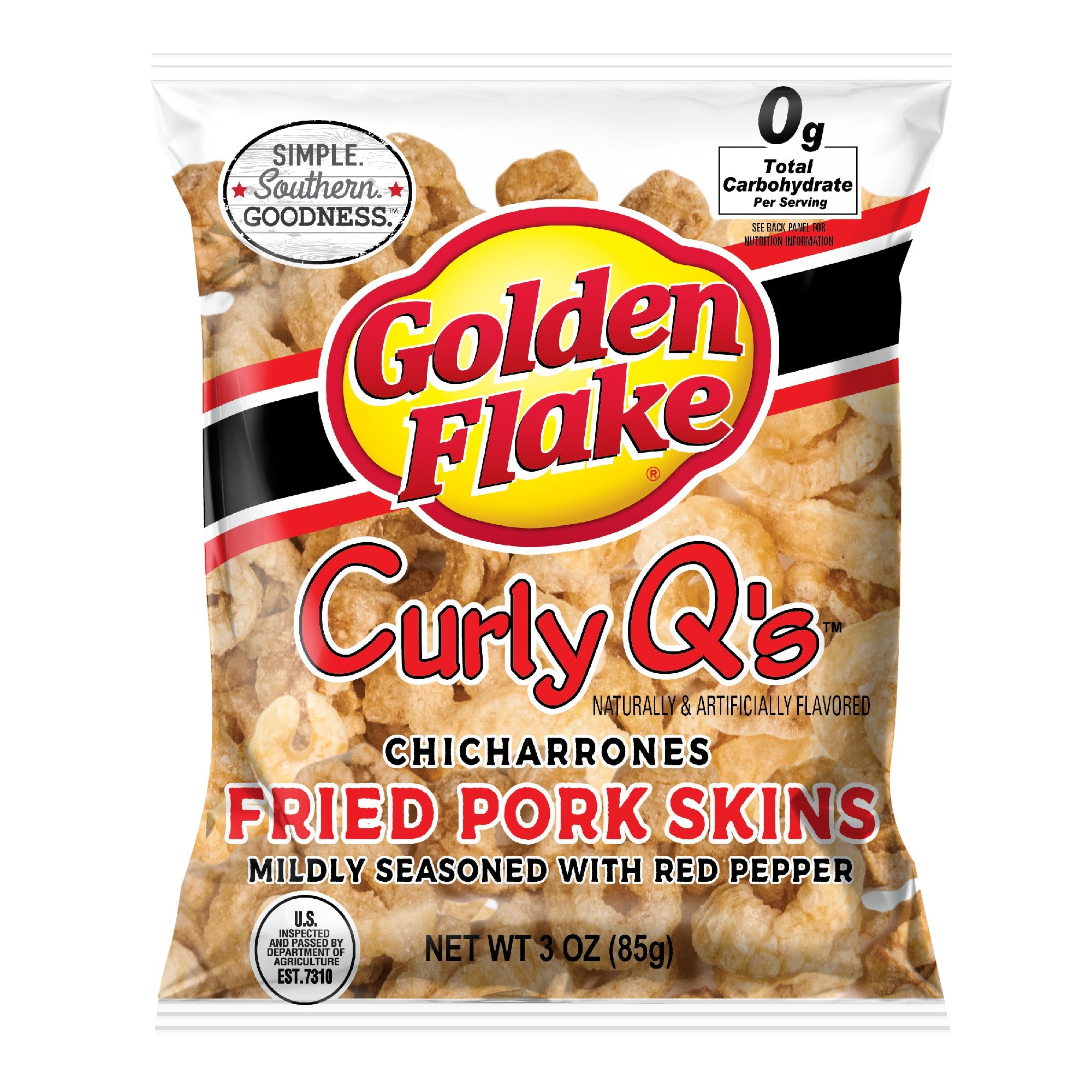 Golden Flake Pork Skins Curly Q's, Mild Red Pepper – Utz Quality Foods