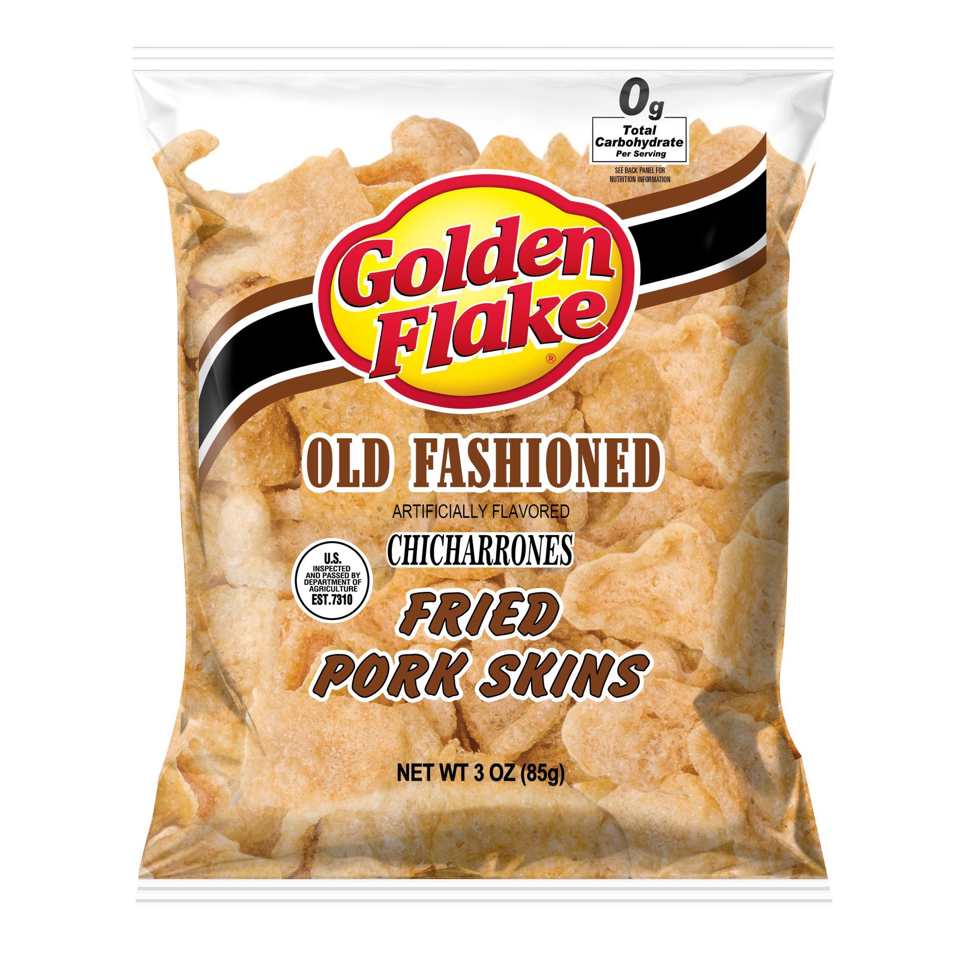 Golden Flake Old Fashioned Pork Skins 3 oz. Pork Rinds & Cracklins Golden Flake 16 count 