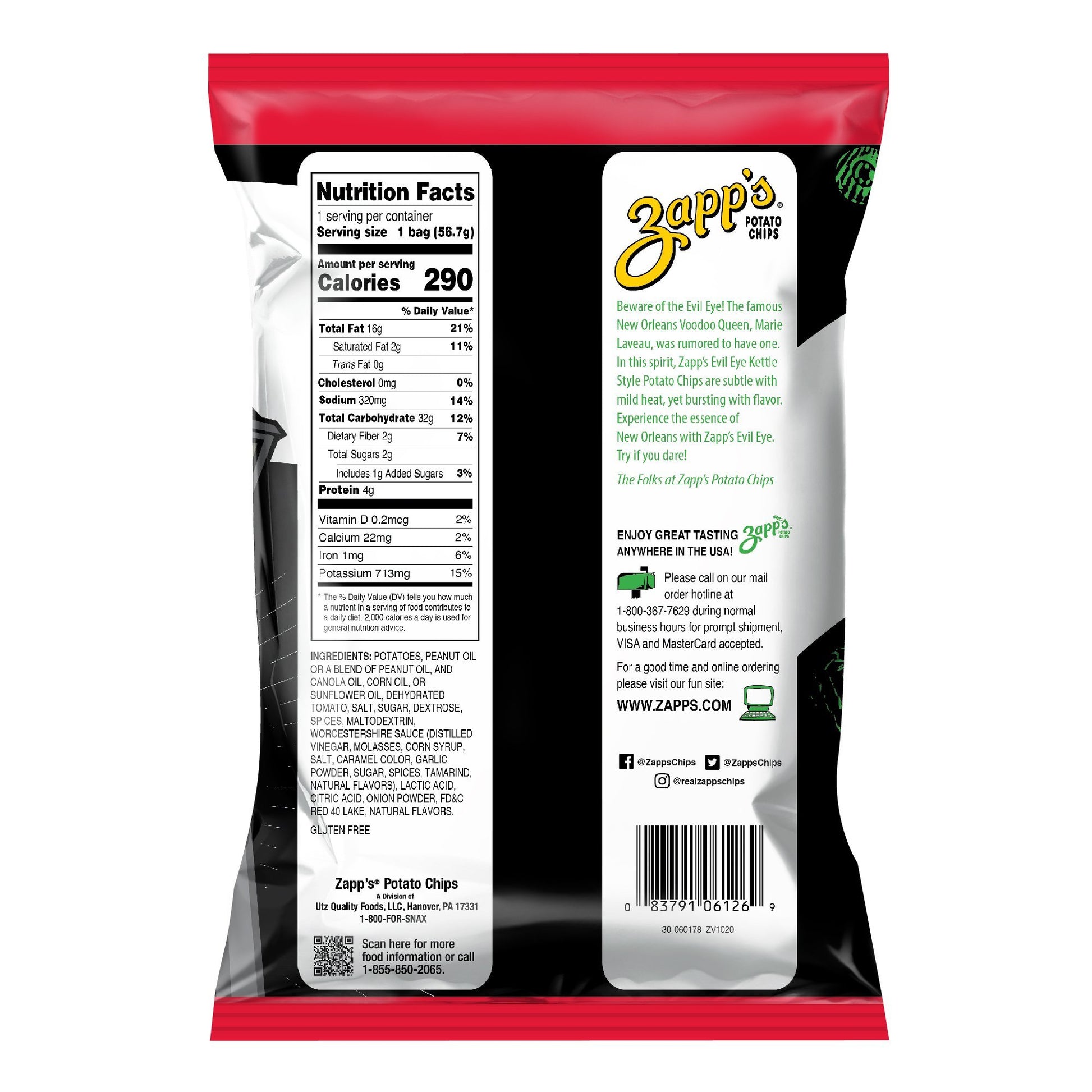 Zapp's Kettle Potato Chips, Evil Eye 2 oz. Bundler_Zapps2oz. Zapp's 