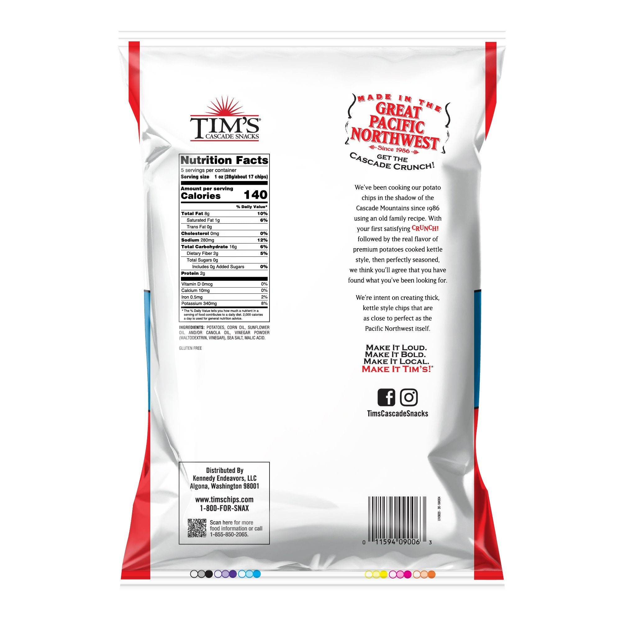 Tim's Potato Chips, Sea Salt & Vinegar Potato Chips Tim's Cascade Snacks 