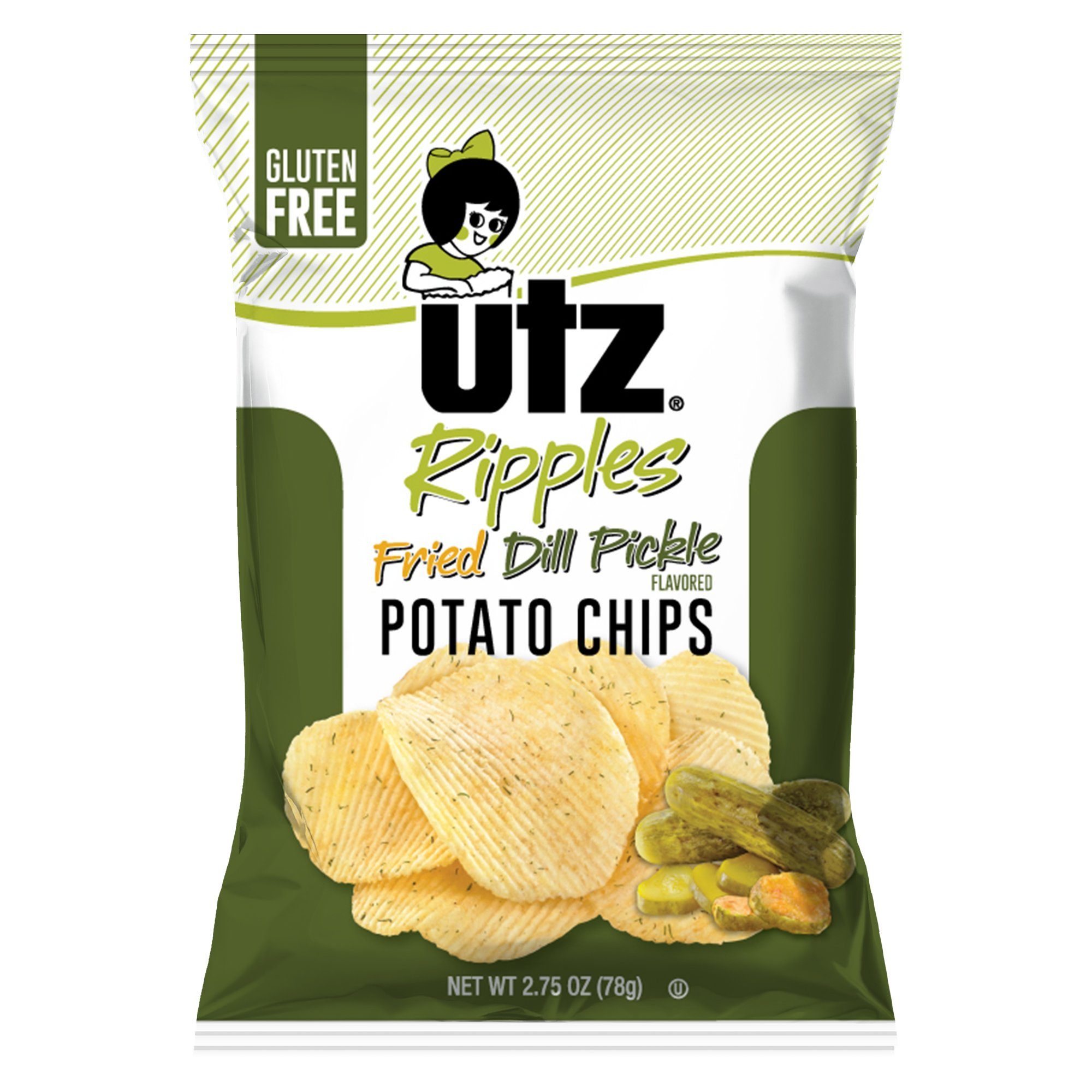 Utz Potato Chips, Ripples Fried Dill Pickle 2.75 oz. Bundler_OnTheGo Utz 