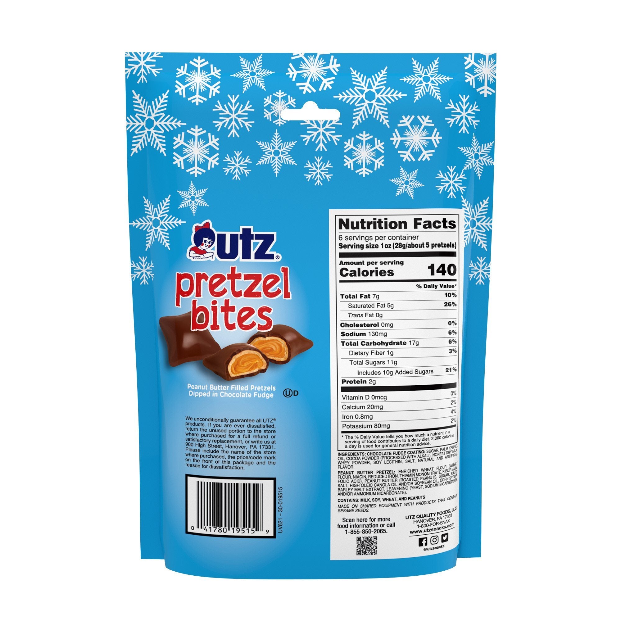 Utz Chocolate Fudge Covered, Peanut Butter Filled Pretzels Seasonal Items Utz 