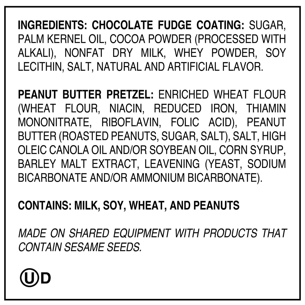 Utz Chocolate Fudge Covered Peanut Butter Filled Pretzels 6 oz. Utz