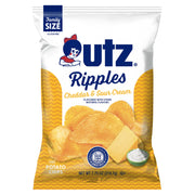 Utz Potato Chips Ripples Cheddar & Sour Cream 7.75 oz. Potato Chips Utz 14 count 
