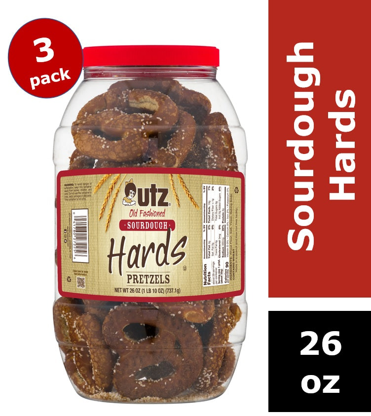 Utz Sourdough Hards Pretzels 26 oz. Barrels 3 Pack Utz Quality Foods