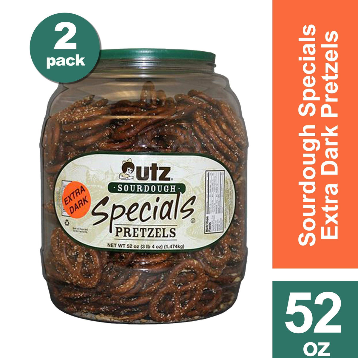 Utz Pretzels Sourdough Specials Extra Dark 52 oz. Barrel 2 Pack Utz