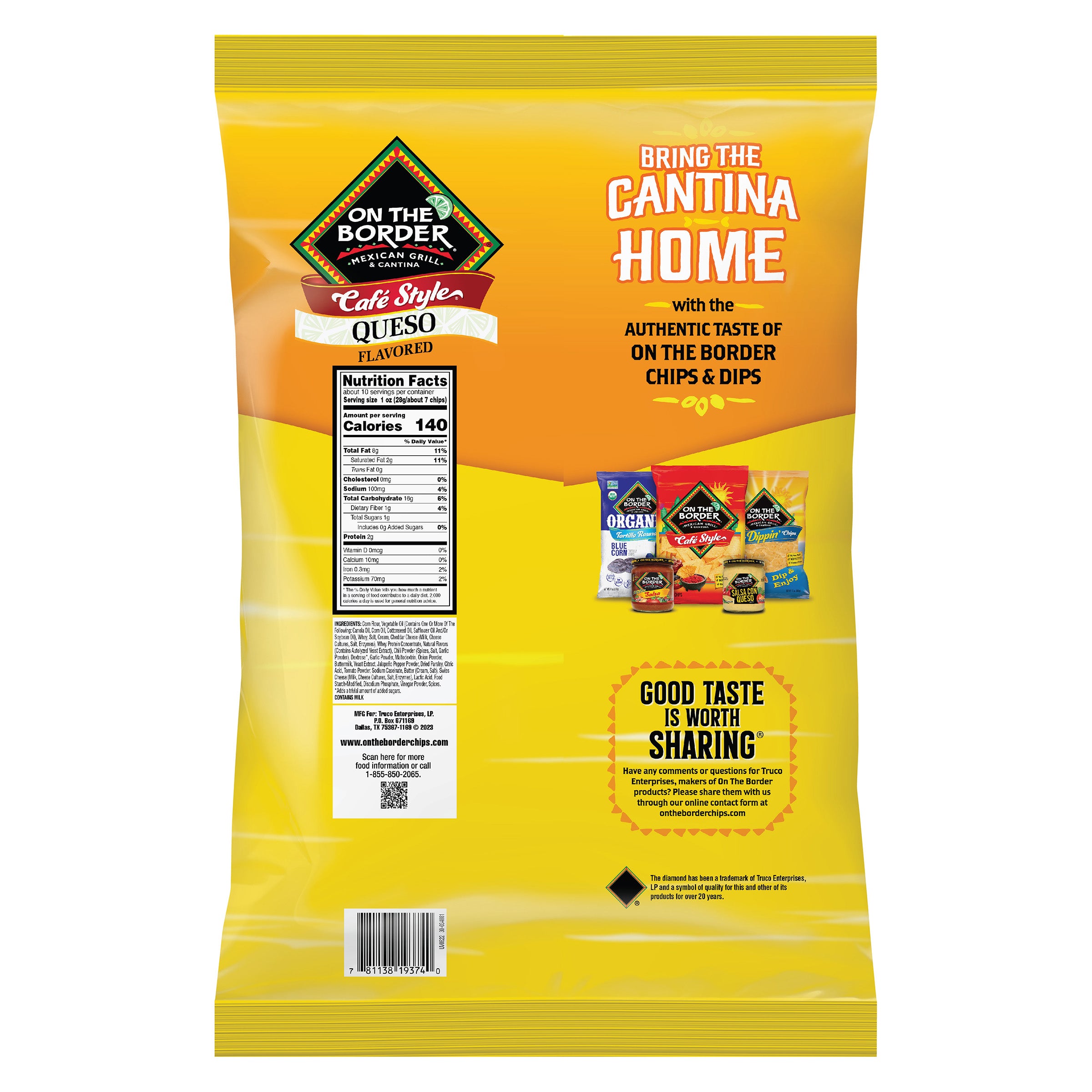 ON THE BORDER Cafe Tortilla Chips, 12 Ounce