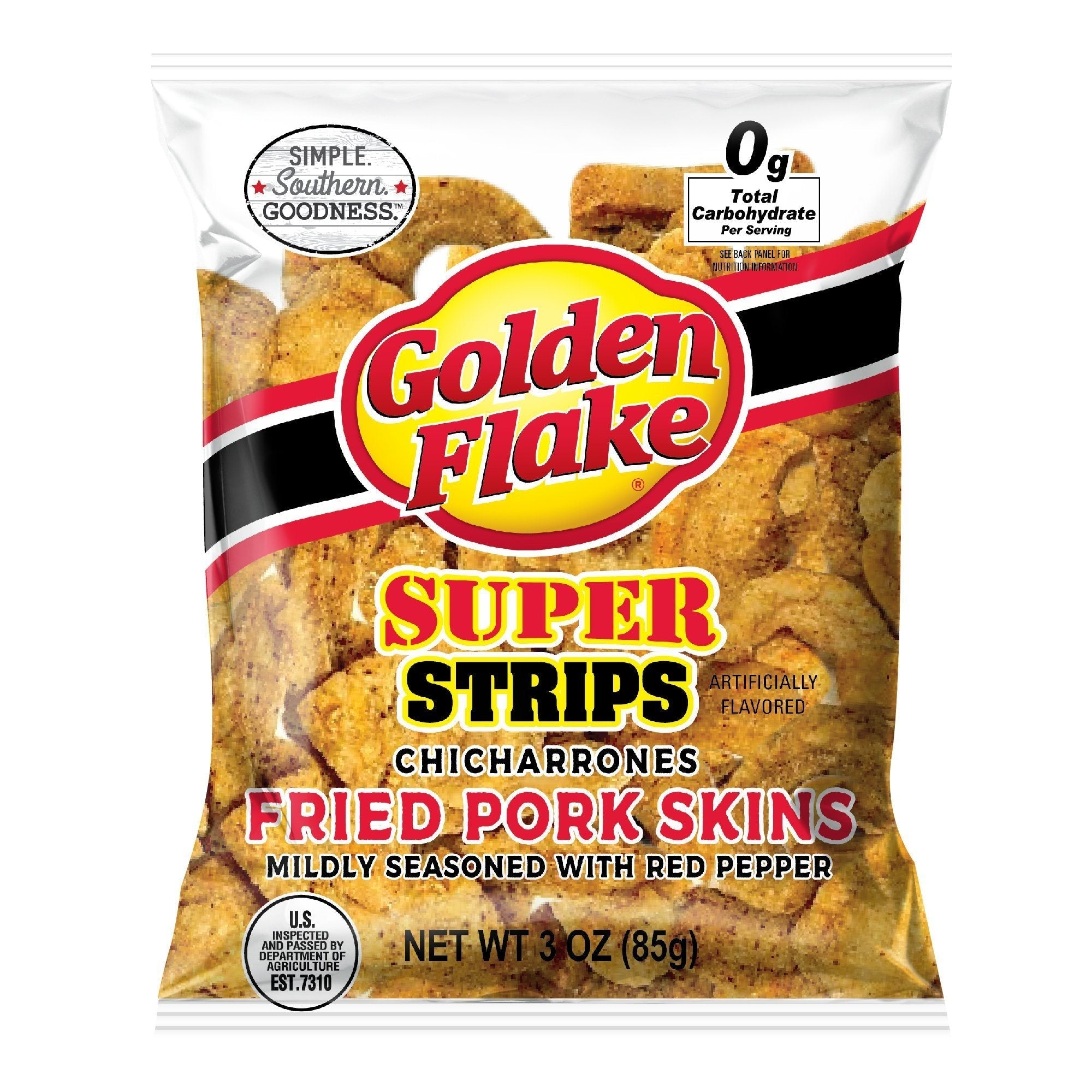 Golden Flake Pork Skins Super Strips Mild Red Pepper 3 oz. Bundler_Golden OnTheGo Golden Flake 